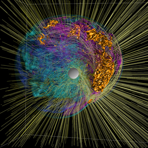 A computer visualization of a core-collapse supernova.