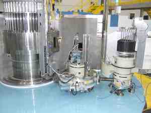 The Cold Triple Axis spectrometer, now in commissioning at Oak Ridge National Laboratory's High Flux Isotope Reactor, moves by way of air pads on an epoxy surface known as the