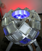 The TOPAZ detector array tank shown in 2009, before its installation in the Spallation Neutron Source's target building. TOPAZ is one of the SNS instruments under the Office of Science's just completed SING project.