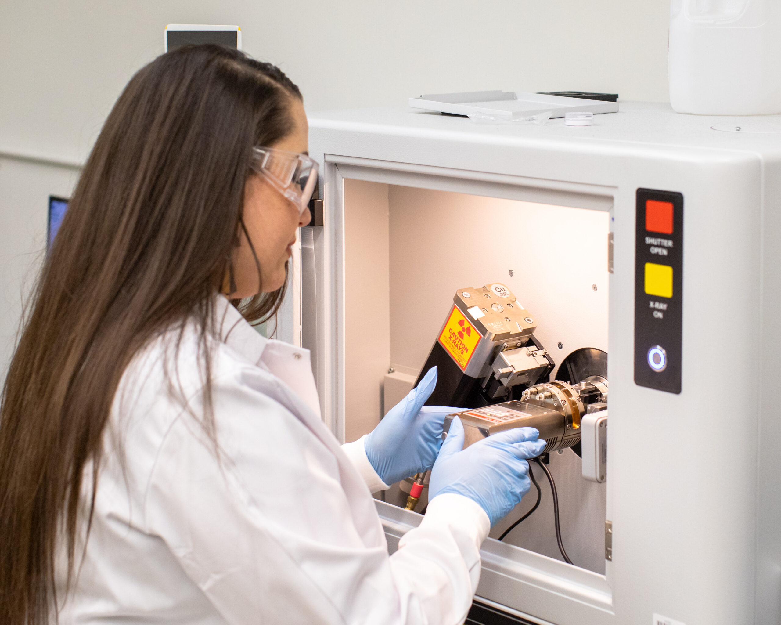 A woman working in a lab