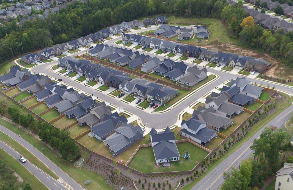 A neighborhood is supported by whole-building community integration technology.