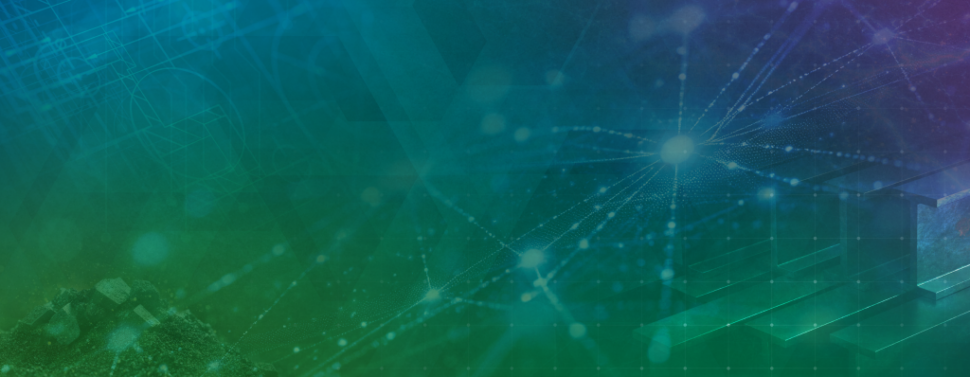 A graphic that incorporates elements of an electrical grid illuminated and metal developed in a manufacturing process.