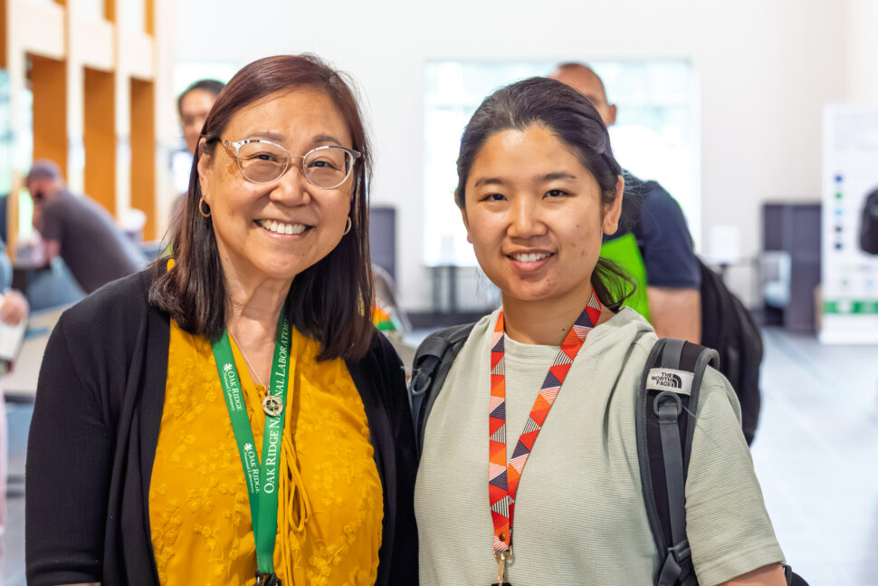 Ann Shih, left, a process design engineer, stands with Qing Liu before Liu begins her internship at Oak Ridge National Laboratory.